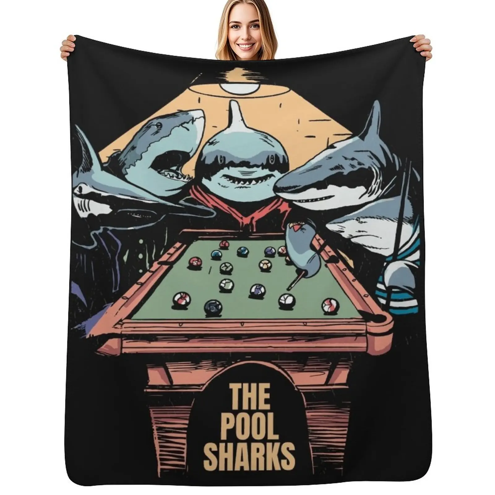 

The Pool Sharks // Funny Parody Painting Throw Blanket halloween Multi-Purpose sofa bed Plaid Blankets