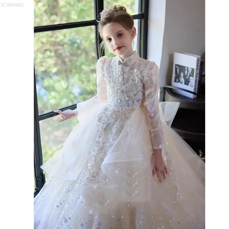 

Вечернее платье для девочек, свадебное платье с цветочным принтом, праздничное платье принцессы на день рождения, торжественные платья для фортепиано, детский костюм, одежда