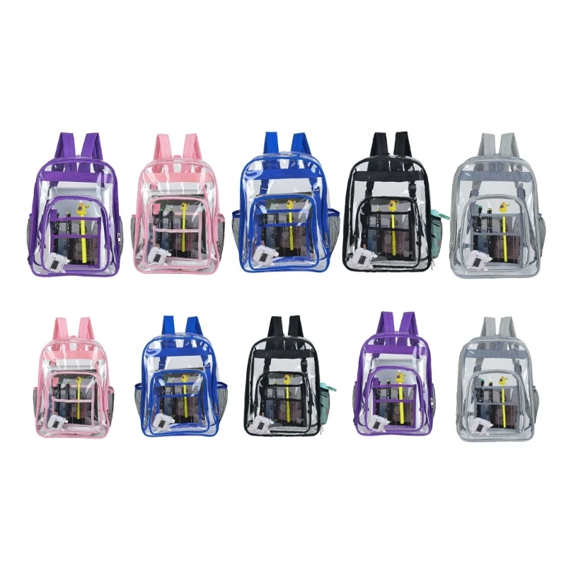 

School Backpack College Backpack Bookbag for Teen Students Unisex Transparent Travel Daypack Pink/Blue/Black-Purple/Gray E74B