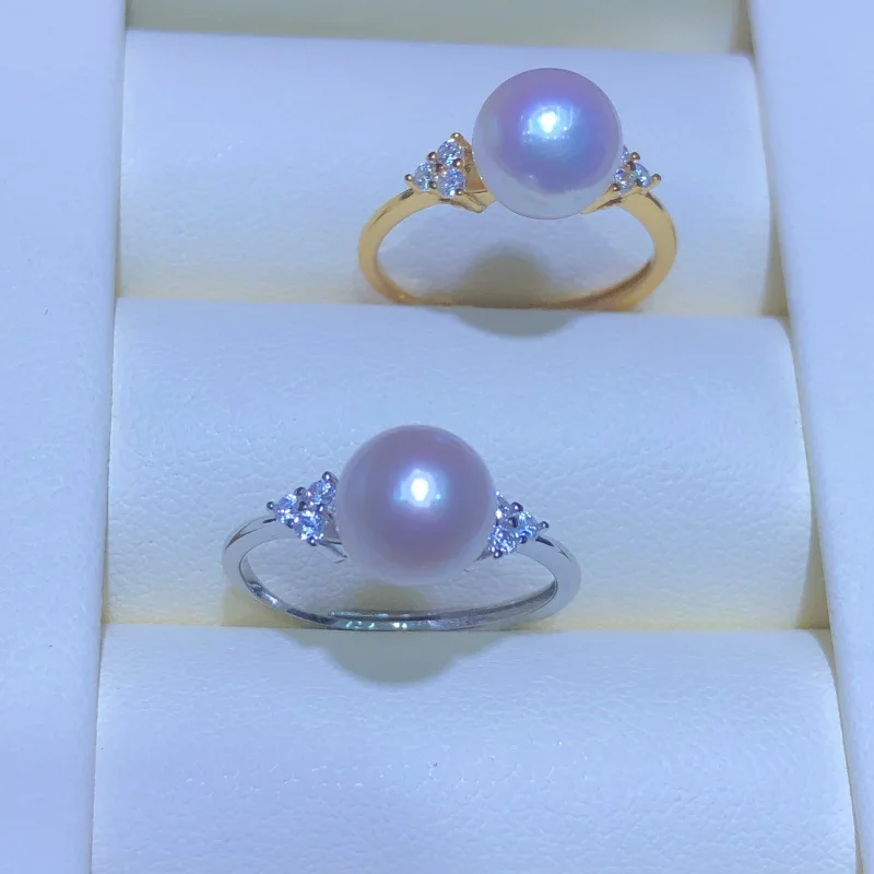 

Wholesale S925 Sterling Silver Adjustable Ring Mount Settings Findings Mountings Accessory Parts for 8-9mm Pearls 5pcs/lot