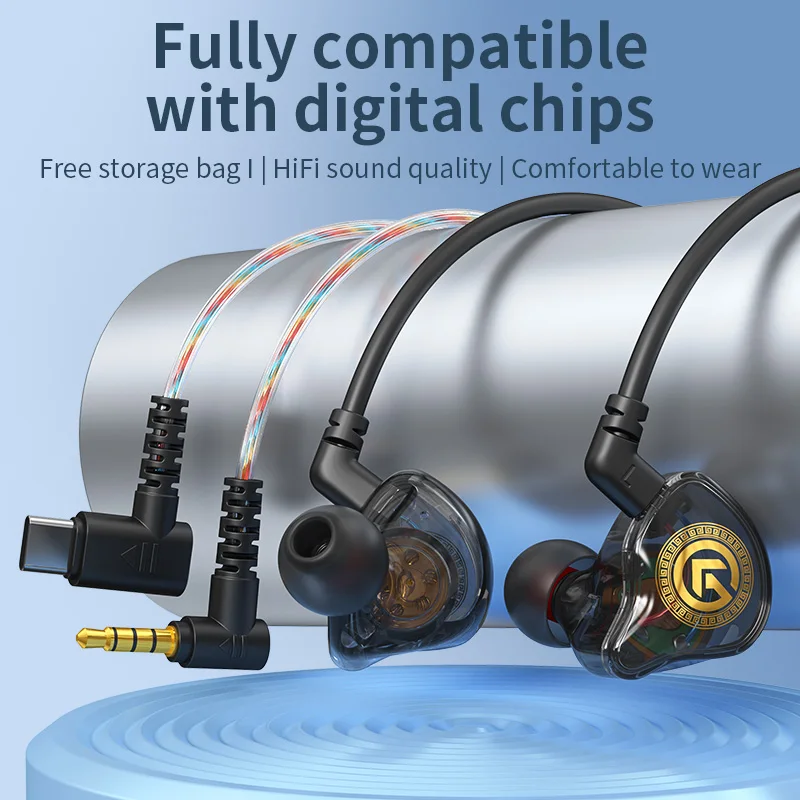 New 9D Super Bass In Ear Headphone Wire-Controlled With Mic 3.5MM AUX/Type-C Digital Chip Headset For iPhone 15 Android Samsung