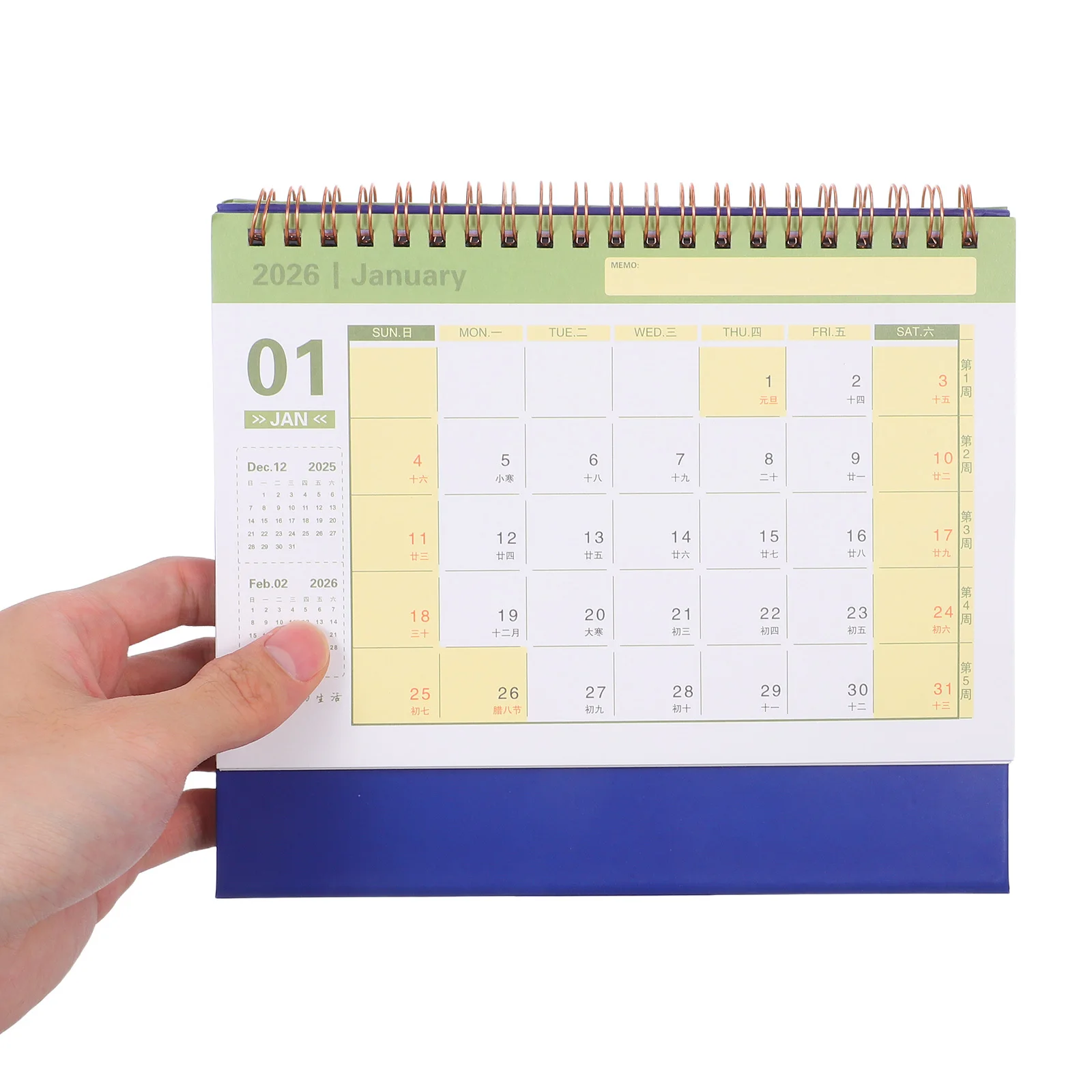 Calendario da tavolo 2026 in piedi Flip Coil Rilegatura Agenda giornaliera mensile per ufficio, casa, scuola, organizzatore, calendario da tenda