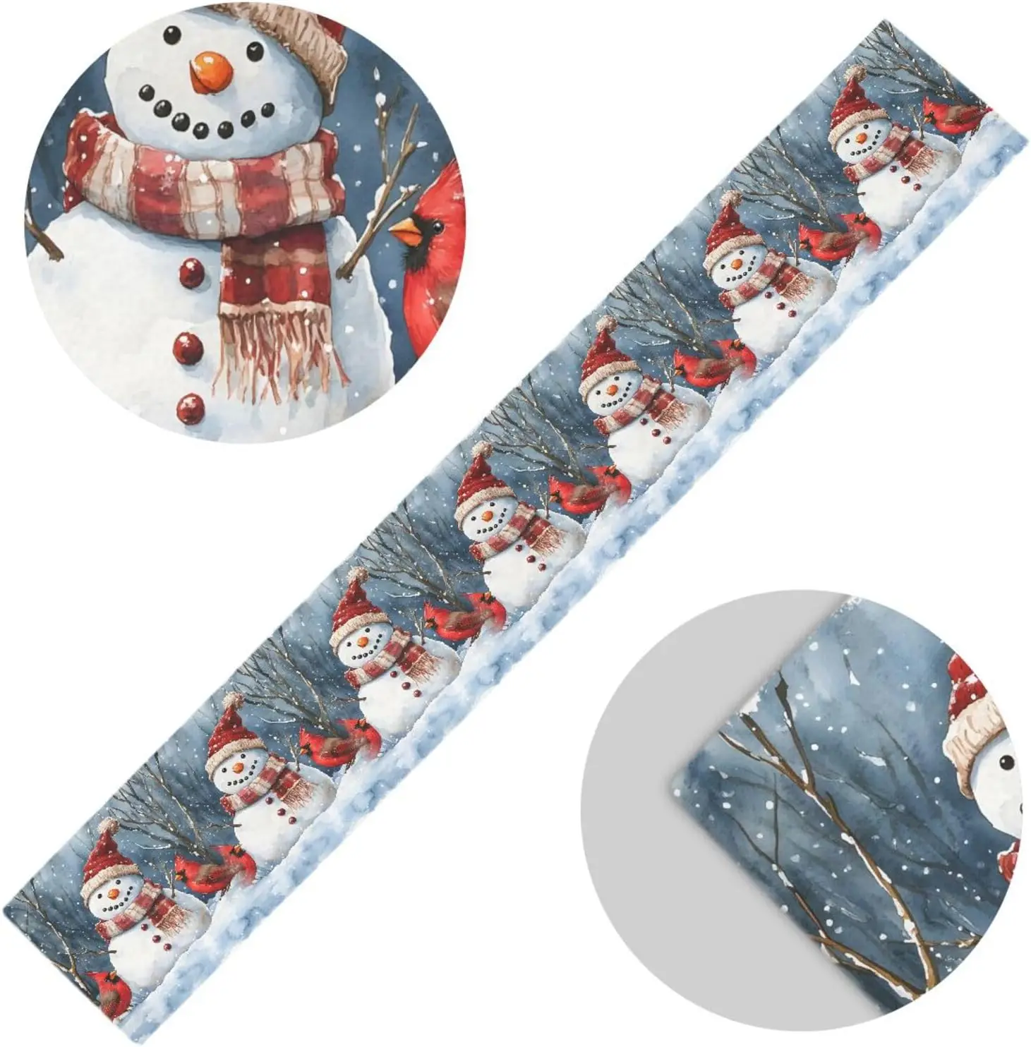 Christmas Snowman Cardinal Linen Table Runner Party Decor Winter Snowflakes Kitchen Dining Table Runners Christmas Decorations