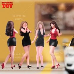 Painted Miniatures 1/64 1/87 1/43 Dancing Lady Wearing High Heels Short Skirts Scene Figure Accessory Unpainted Model ForDecorat