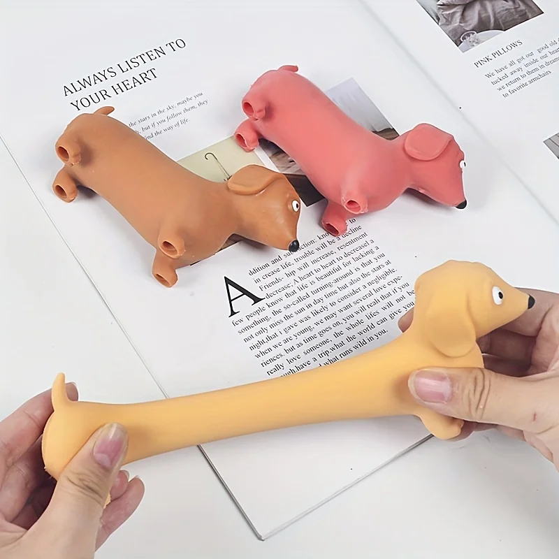 Dachshund Dog Stretchable Squeezy Fidget Toy Anxiety Stress Reliever Party Favor Accessory Goody Bags Prizes for Adults Kids