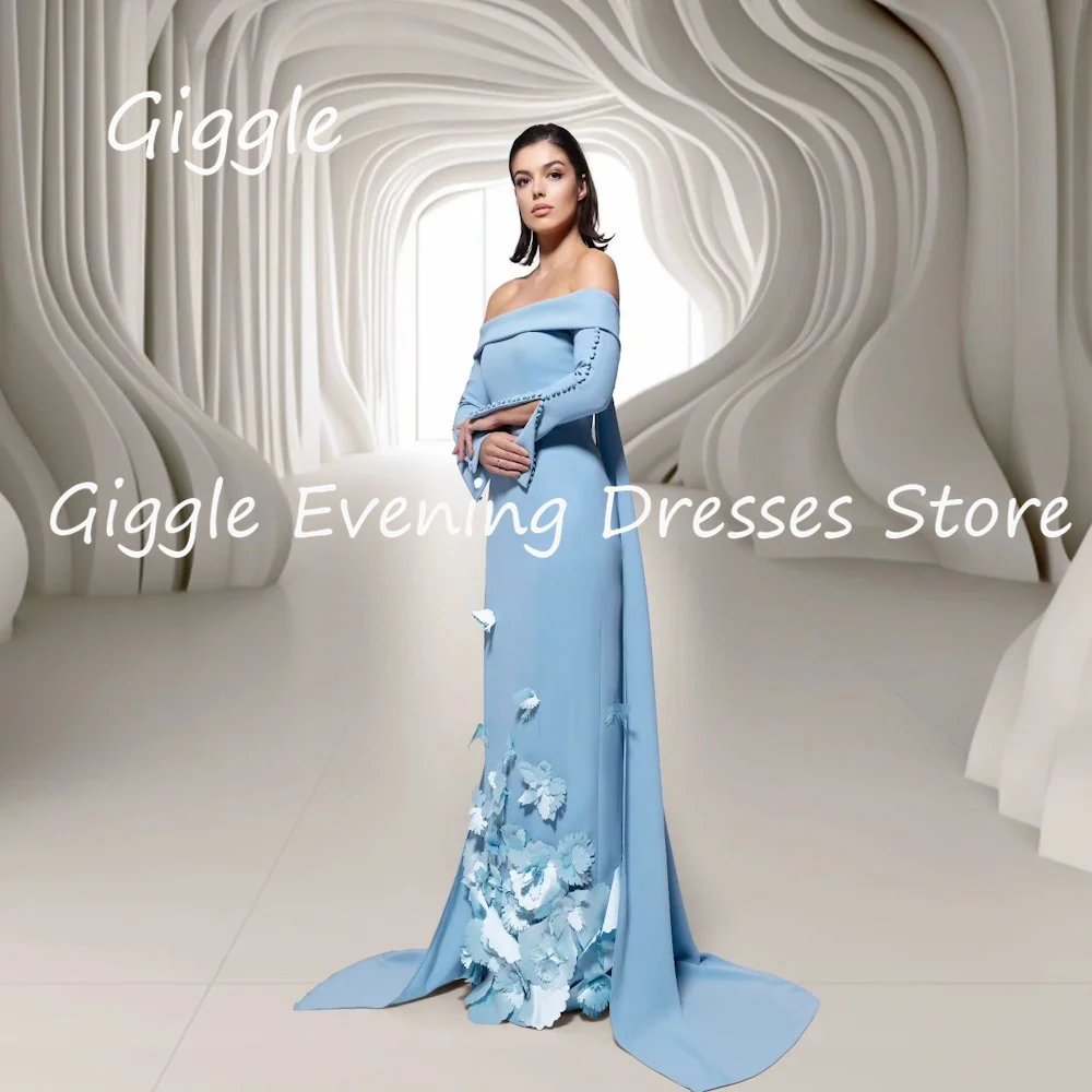 Giggle Satin Mermaid Off-the-shoulder Formal Elegant Prom Gown Floor Length luxury Evening Pretty Party Dresses for Women 2024