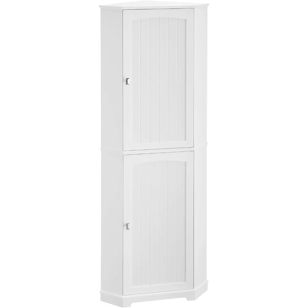 Tall Corner Cabinet, Bathroom Storage Cabinet with 2 Doors and 4 Adjustable Shelves, for Bathroom, Kitchen, Living Room