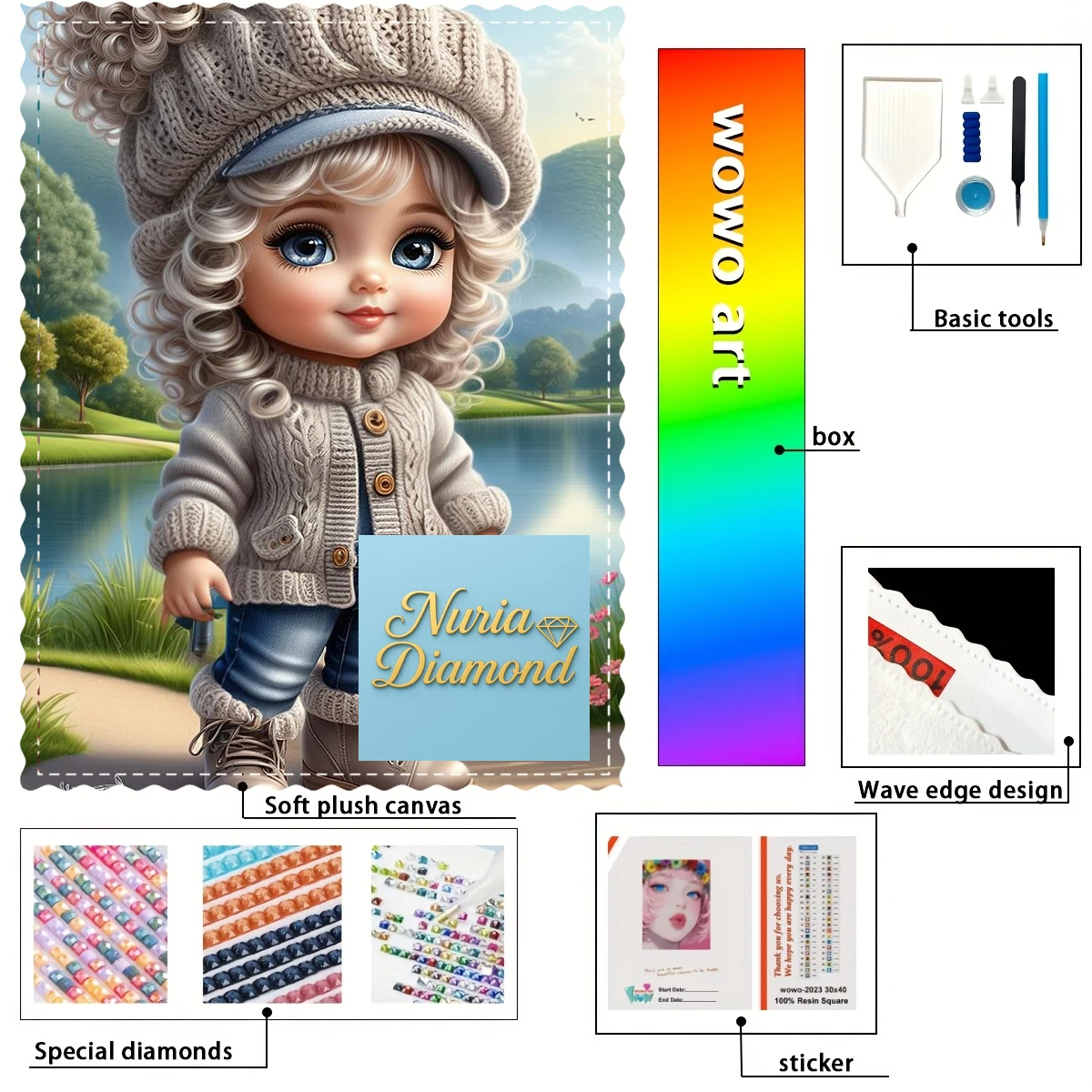 

【Nuria Diamond Art】girl 100% resin FD+ab+xc Diamond Stamping Kit Perfect Masterpiece worth Buying