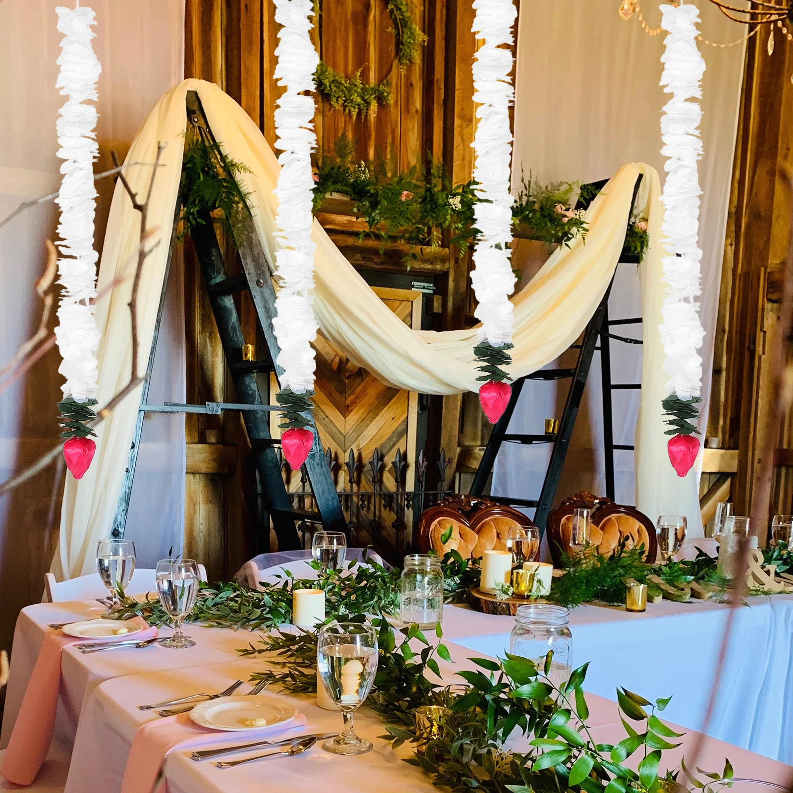 

5Pcs Jasmine Artificial Flower Garland Fake Flower Vines Wedding Arch Decorations Table Centerpiece Wall Hanging Floral Garland