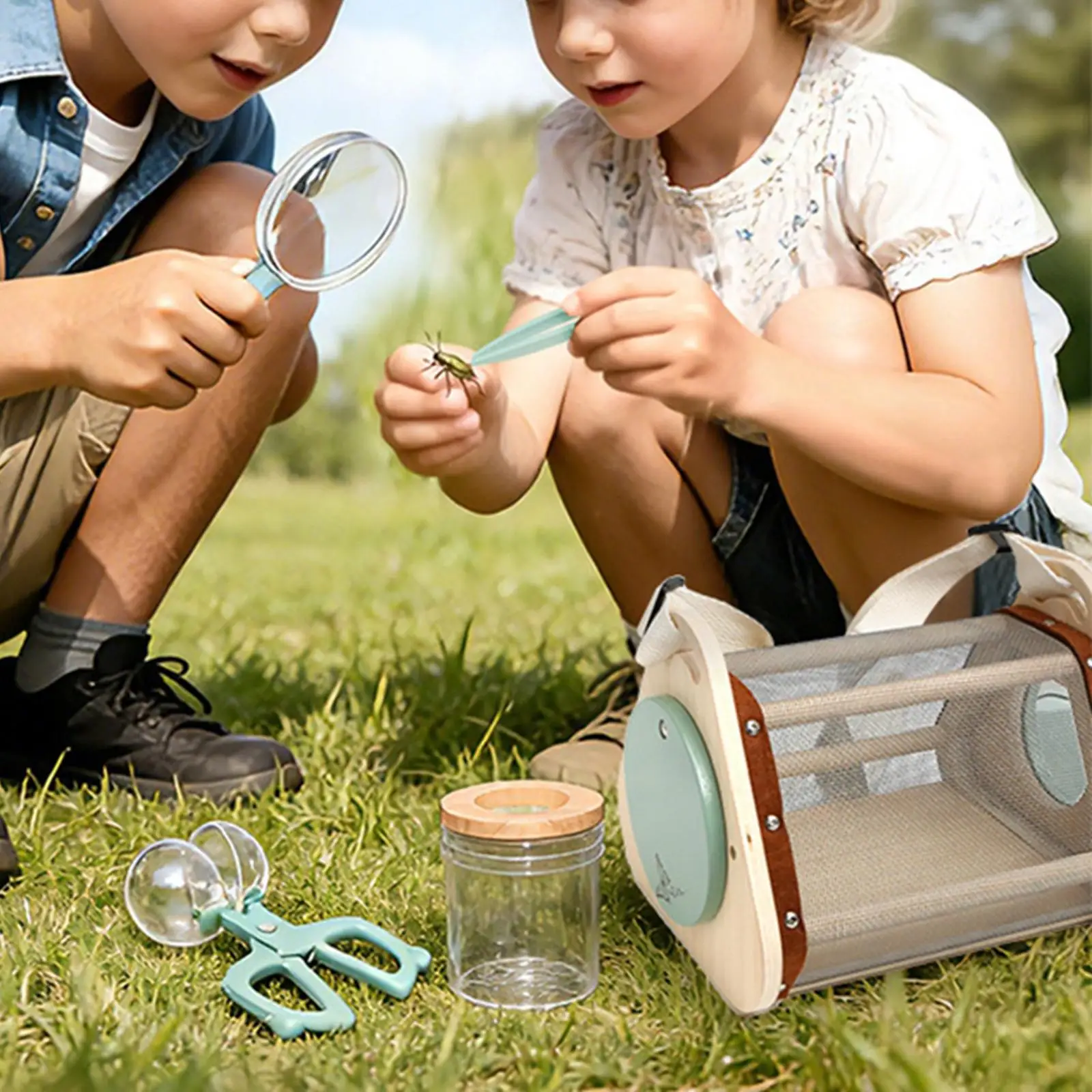 

Детский набор для исследований на природе с увеличительным стеклом, деревянный ящик для исследования, развивающая игрушка для игр на свежем воздухе