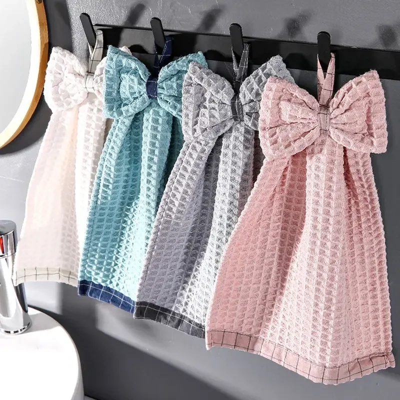 Small Waffle Hand Towels Kitchen Strong Absorbent Rag Bathroom Hotel Restaurant Kindergarten Face Towel Kitchen Supplies