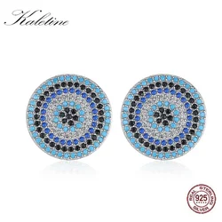 Kaletine 925 Sterling Silver Evil Eye Earrings For Women Blue Stone CZ Crystal Lucky Turkey Stud Earrings Jewelry Fashion 2019