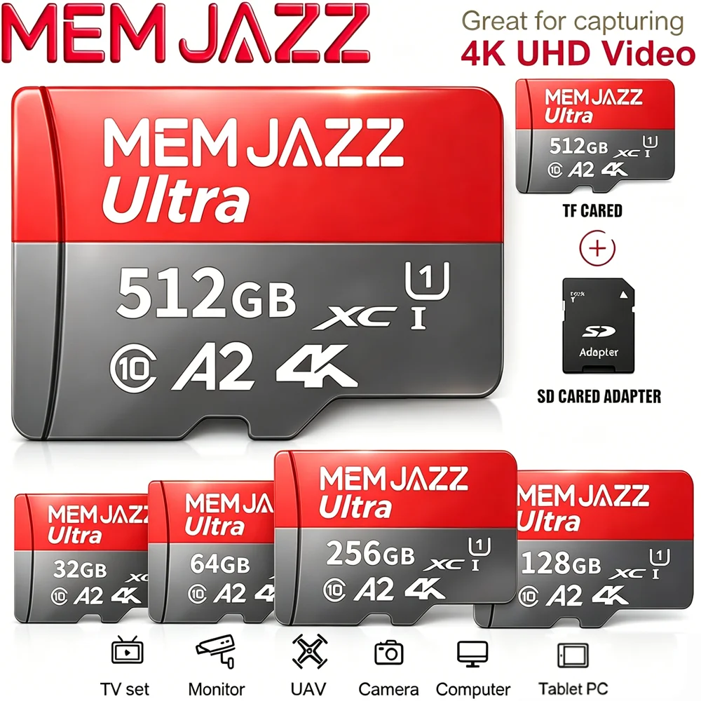 Memory Card 64GB 128GB 256GB 512GB SD Card Micro TF SD U3 V30 A2 Class 10 Hot Sale For Smartphone File Storage 4K Video