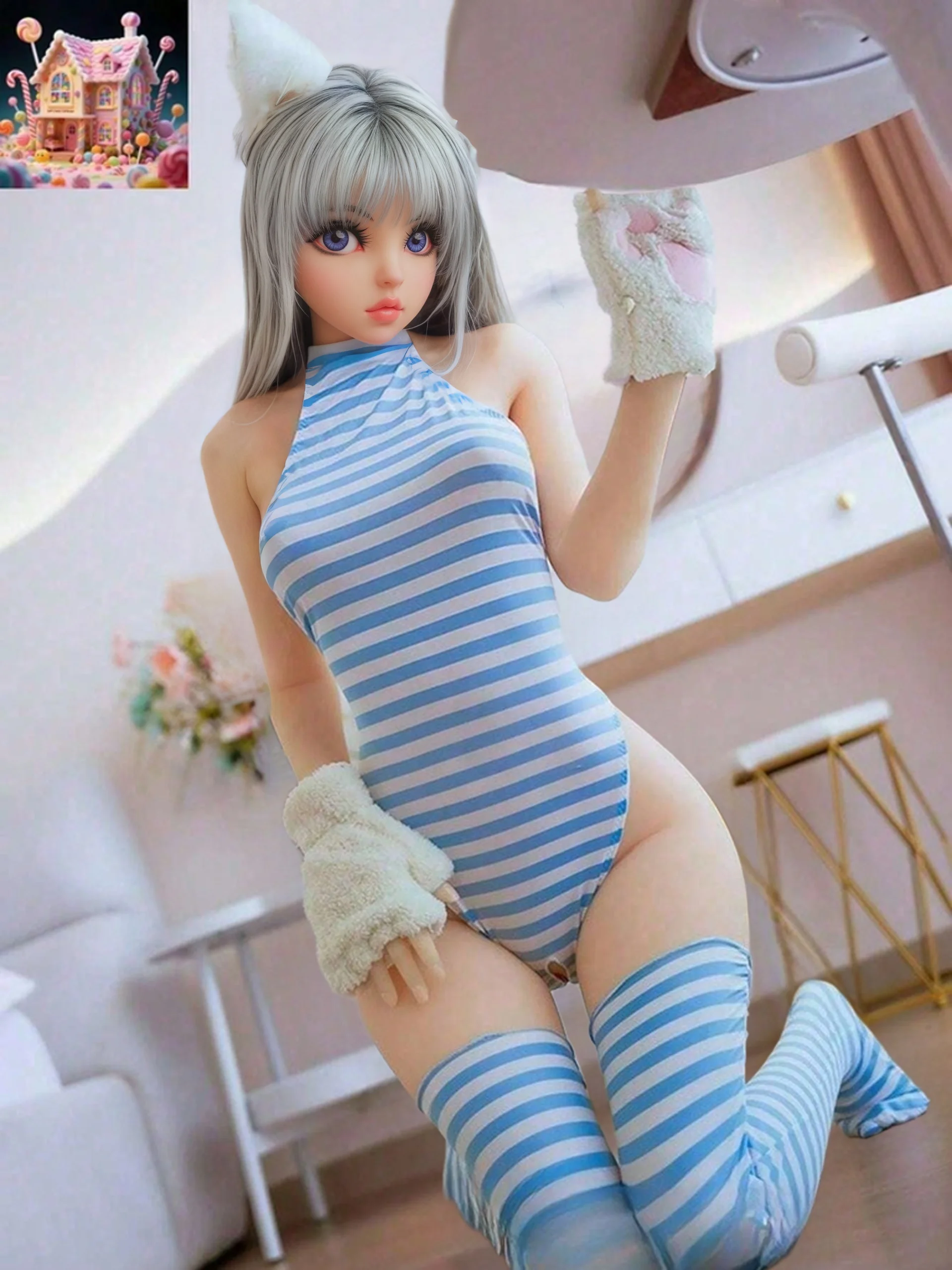 Lalka anime 100cm/80cm, idealna dziewczyna, odpinana głowa z peruką, regulowane ciało z materiału TPE, miękka (bez ubrań)
