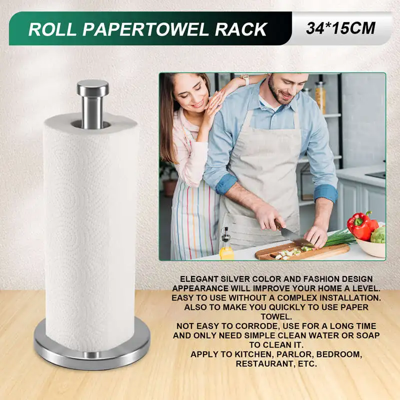 

Stainless Steel Roll Paper Towel Rack Kitchen Tissue Holder Bathroom Toilet Paper Stand Napkin Rack House Tool