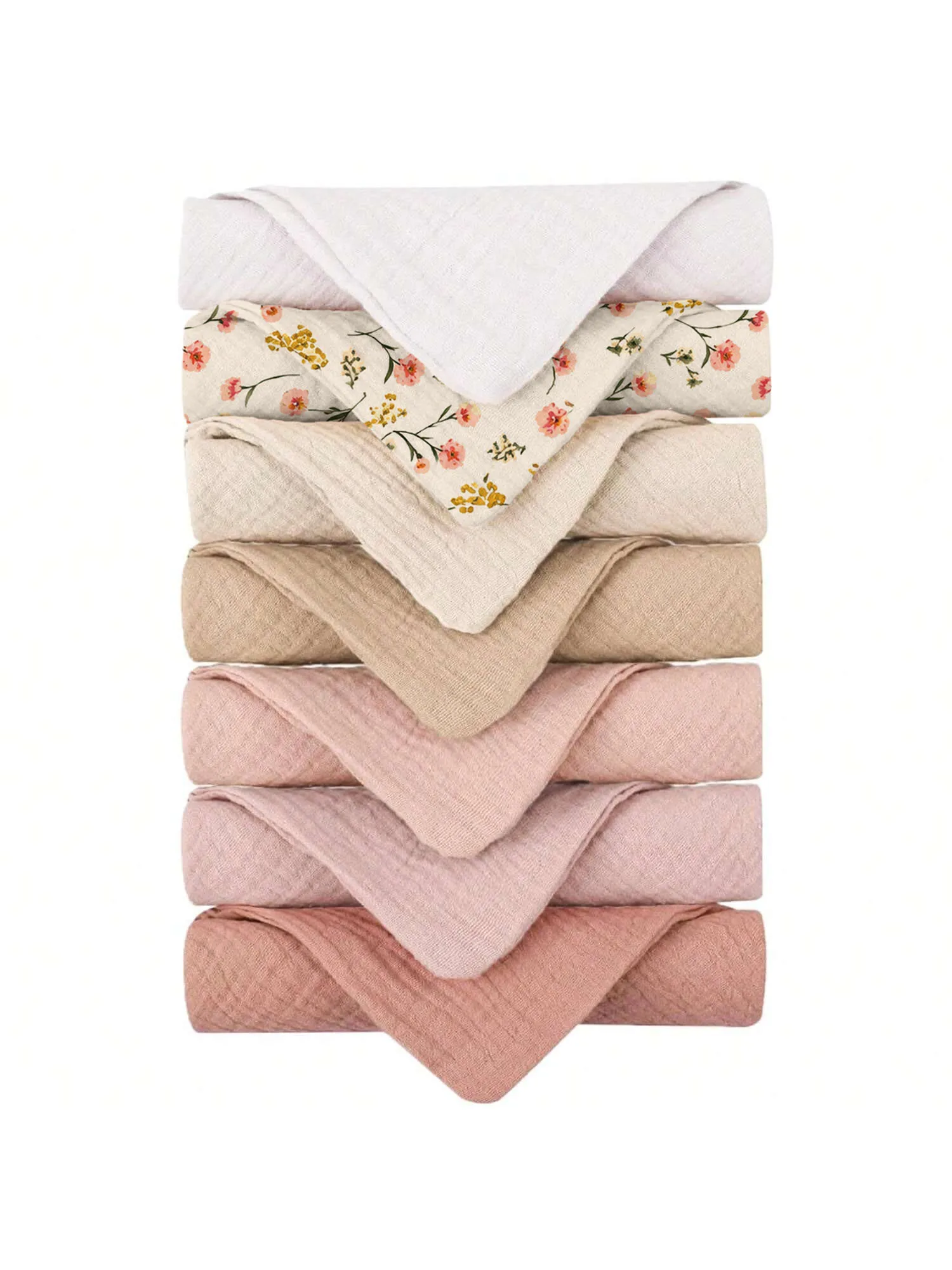 7PCS Baby Muslin Burp Cloths 4-Layer Gauze Breathable Soft Infant Face Towels Anti-Spit up Drool Bibs Handkerchiefs