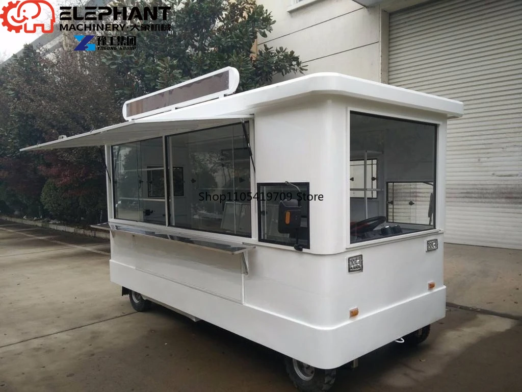 Remolque de Comida Tipo Caja Cuadrada, Camión de Catering Móvil de Alta Resistencia con Equipamiento de Cocina Completo