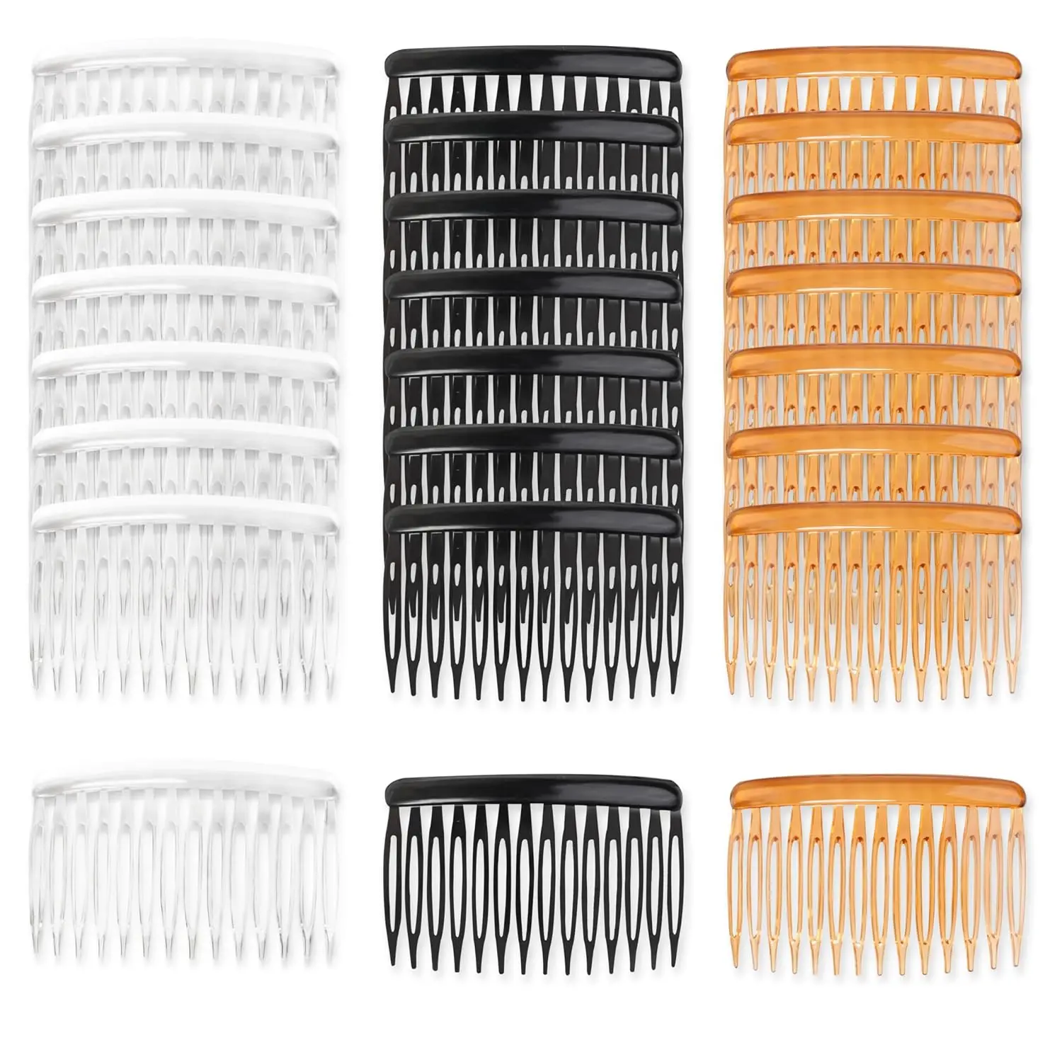 

14 Teeth Hair Combs for Fine Thin Hair, Decorative Side Combs for Women Bridal Wedding Veil (Black, Transparent, Orange)