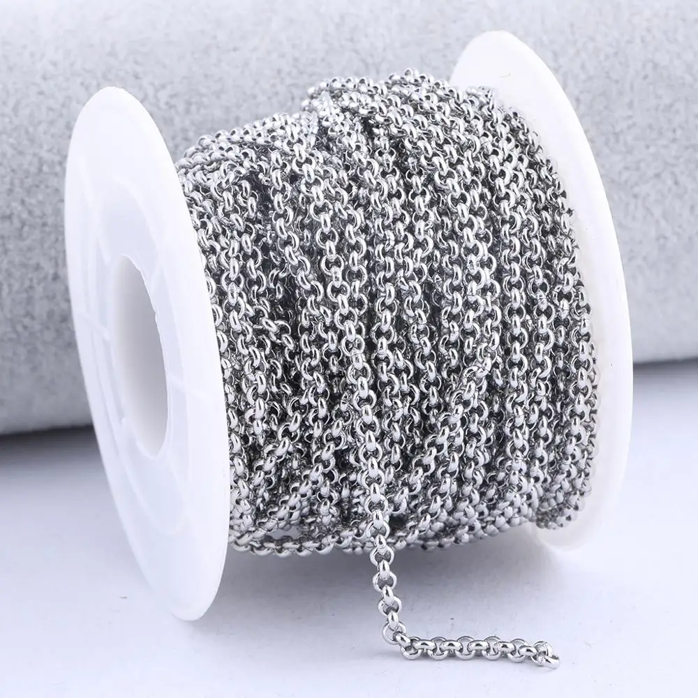 onwear 10meters/roll stainless steel gold plated 2.0mm 3.0mm jewelry chain diy for necklace pendant making accessories