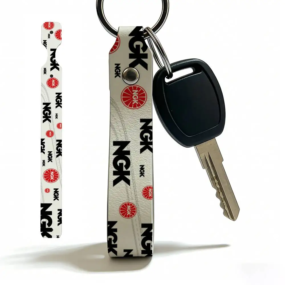 

For Ngk Soft PU Leather Motorcycle Keychain Lightweight Key Holder For Scooter Racing