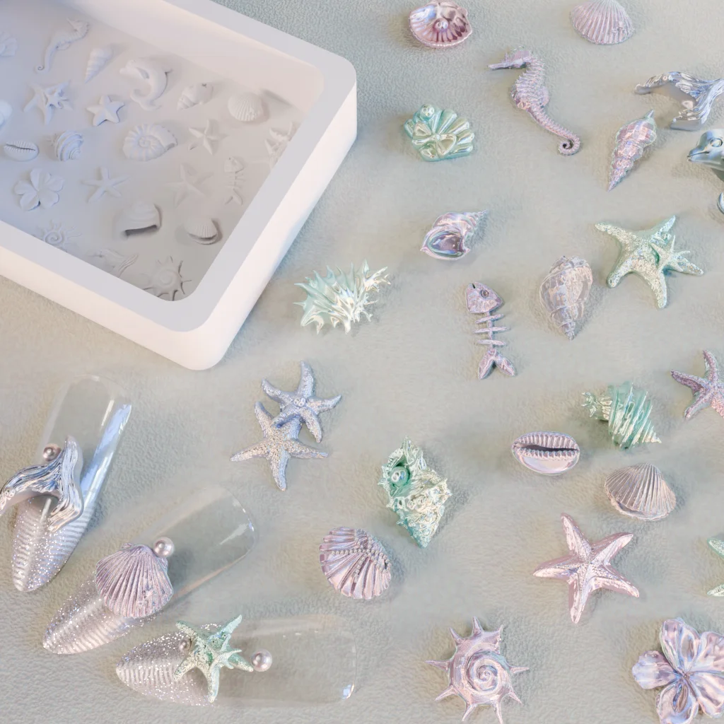 3D Embossed Template Nail Art Stamping Silicone DIY Jewelry Butterfly Knot Crystal Necklace Silicone Mold Stencil Reusable