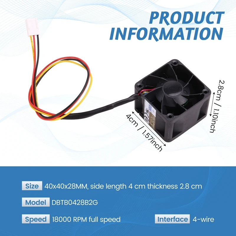 Kf-3Pcs caliente 4028 12V 1A DBTB0428B2G ventilador de servidor de alta velocidad 40X40x28mm doble rodamiento de bolas 4 cables PWM