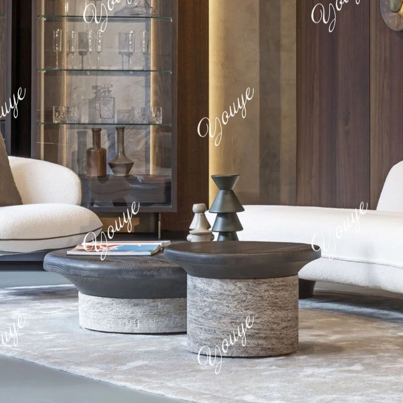 

Italian light luxury round coffee table combination living room home modern minimalist designer high-end coffee table
