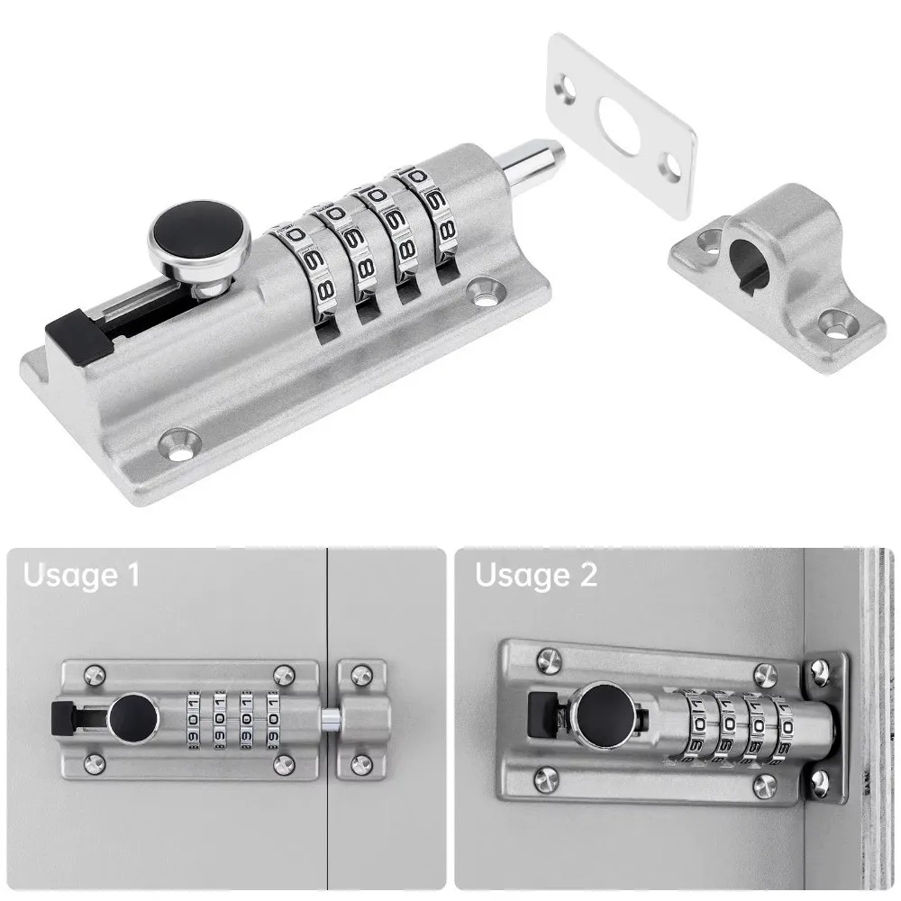 Anti-Rust Digital Deadbolt Lock 4 Digit Pin Code Anti-theft Password Padlock Safety No Drilling Keyless Door Catch