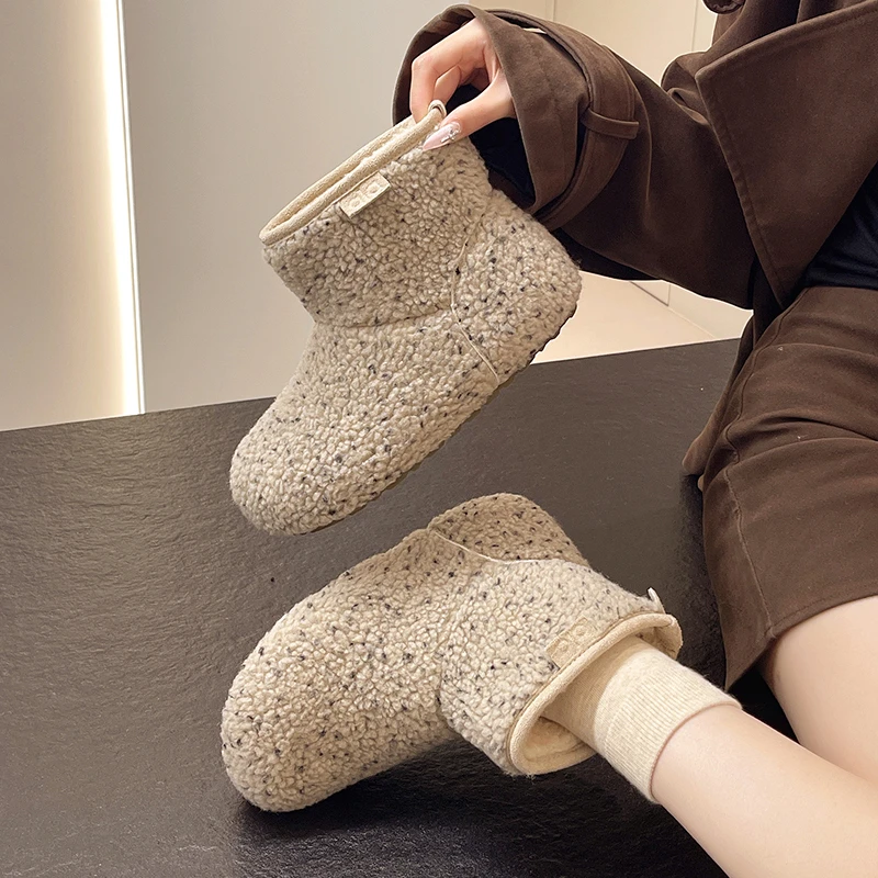 Plush Luxury Design Indoor Outdoor Fuzzy Fur Snow Booties Leopard Winter Ankle Boots Female Fluffy Casual Plarform Women's Shoes