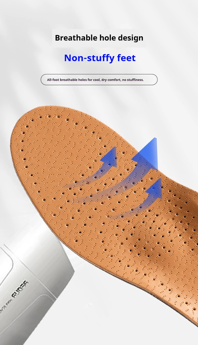 Orthopädische Einlegesohlen zur Fußgewölbeunterstützung, Plattfuß-Korrektur-Einlegesohlen für Herren und Damen, atmungsaktive Leder-Einlegesohle – Detail 6