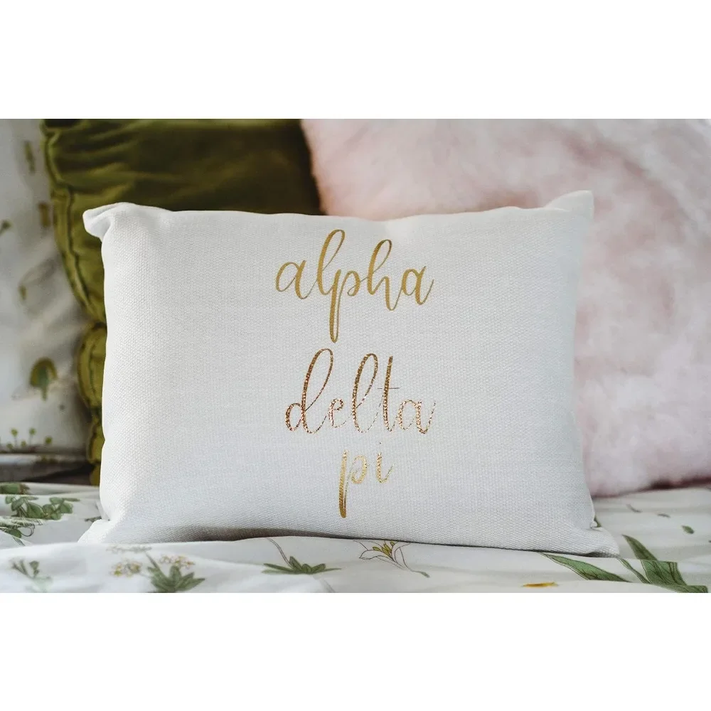 Sorority Store Alpha Delta Pi Pillow – Gold Script Design, Soft, Gentle, Plush, 12