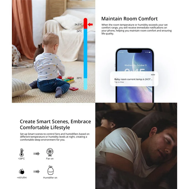 

Y51A-Zigbee Датчик температуры и влажности Термометр для умного дома, детектор Высокоточный монитор для Alexa Google Home