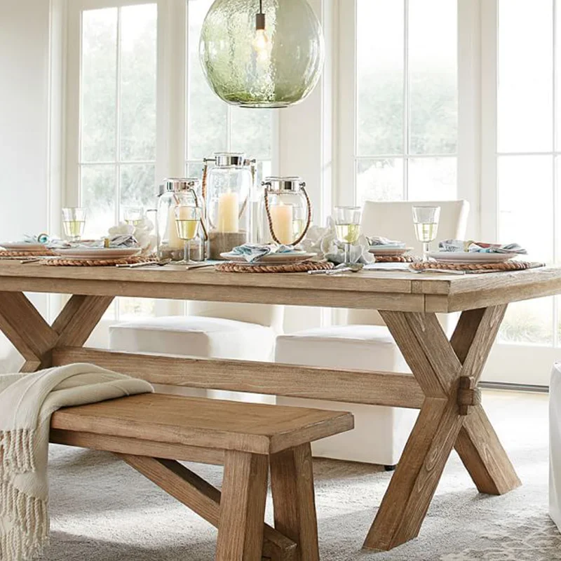Polished Versatile Modern Oval Dining Table Rectangular Classic Reliable Rustic Dining Table Mesa Comedor Kitchen Furniture