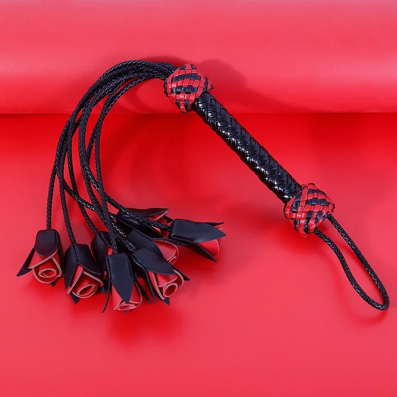 Handmade Woven Rose Flower Leather Whip Leather Whip Loose Whip SM Toys Training Adult Toys sex machine sex machine sexshop sexo