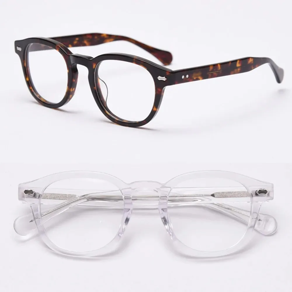 Designer Men's Retro Round Acetate Frame Eyeglasses Women Tortoise Optical Myopia Lenses Reading Glasses Eyewear