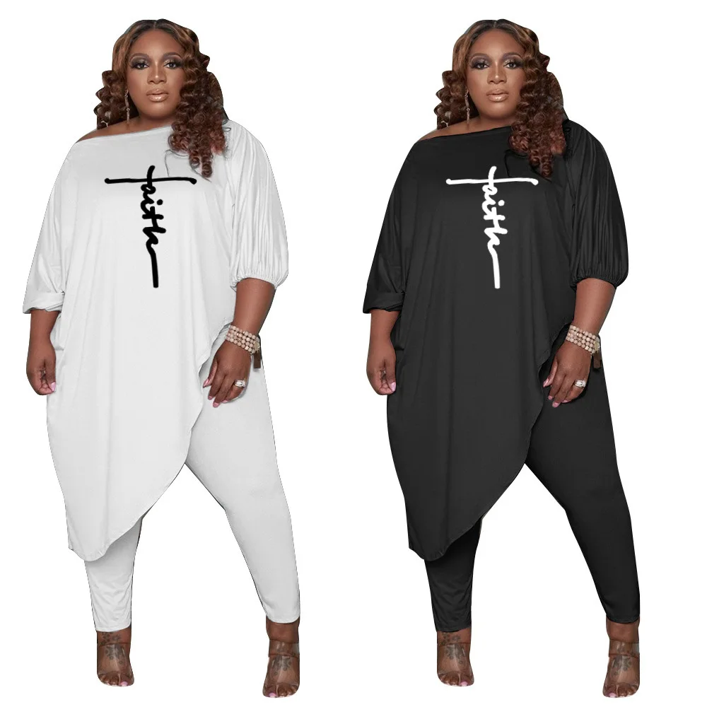 Two Piece Jogging Pants Set Women Plus Size 4XL 5XL Short Sleeve Tops And Leggings Sport Women Fitness 2 Piece Sets Suit 2021