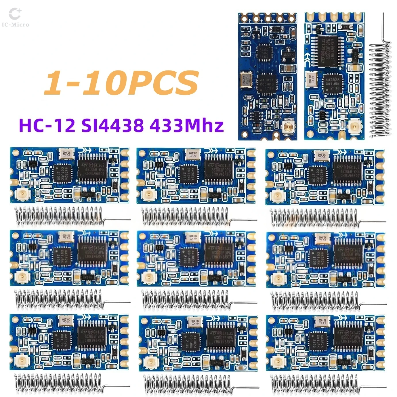 XZG 1-10 piezas/ HC-12 SI4438 microcontrolador inalámbrico serial, 433 de largo alcance, 1000M con antena para Bluetooth Nuevo