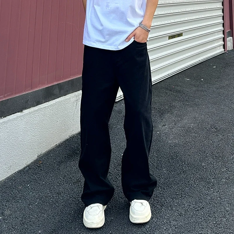 

Pure Cotton Men's Cargo Pants Y2K Man Spring Solid Color Zipper Straight Multiple Pockets Work Baggy Pants Streetwear Trousers
