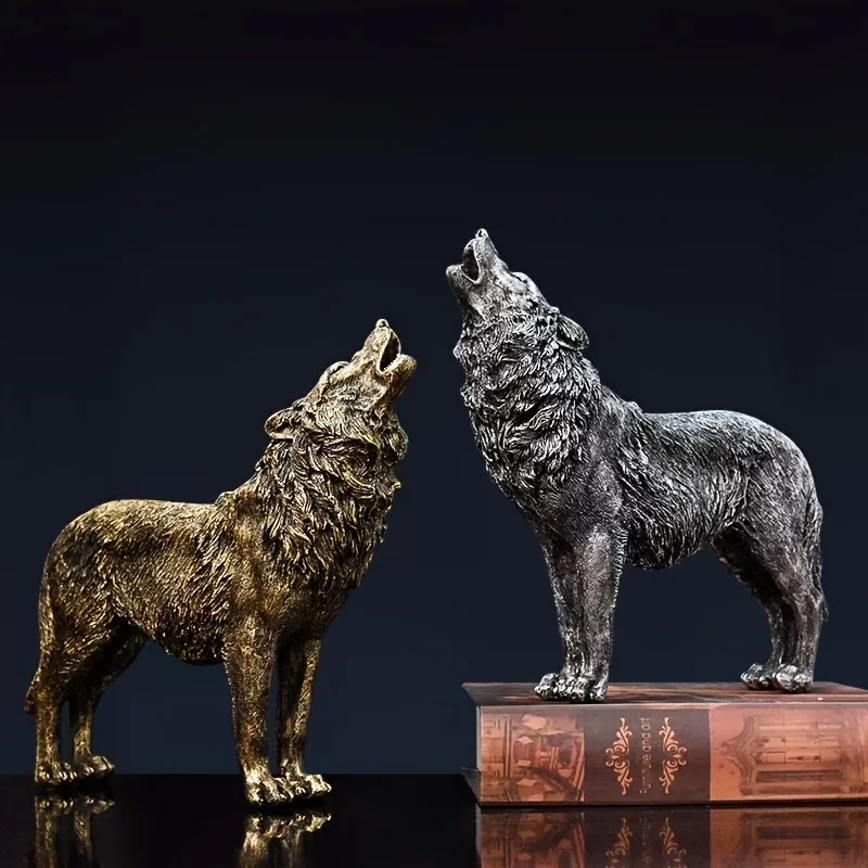 Majestic Wolf King Figurines Resin Cool Animal Desktop Ornament Craft Living Room Decoration Home Accessories Gift