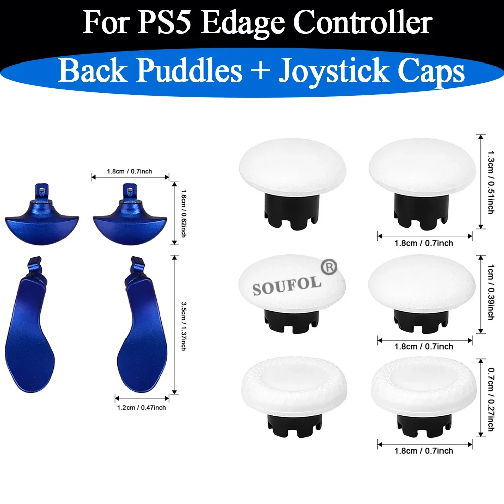 2026 New Multi-Color Metal Back Paddles Keys+Joystick Caps Replacement Repair Parts  For PS5 Edge Controller Accessory Set