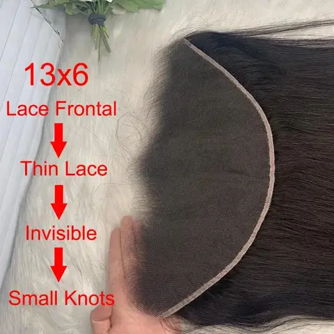 13x6 Lace Frontal Straight 100% Human Hair Transparent Lace Closure Pre-Plucked Hairline Brazilian Virgin Hair Soft For Woman