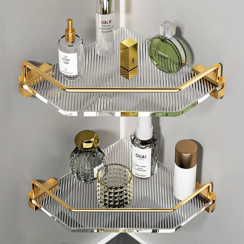 

Acrylic Toilet Rack Light Luxury Golden Silver Bathroom Tripod Shelf Shower Room Toilet shampoo Storage Rack Shelf Accessories