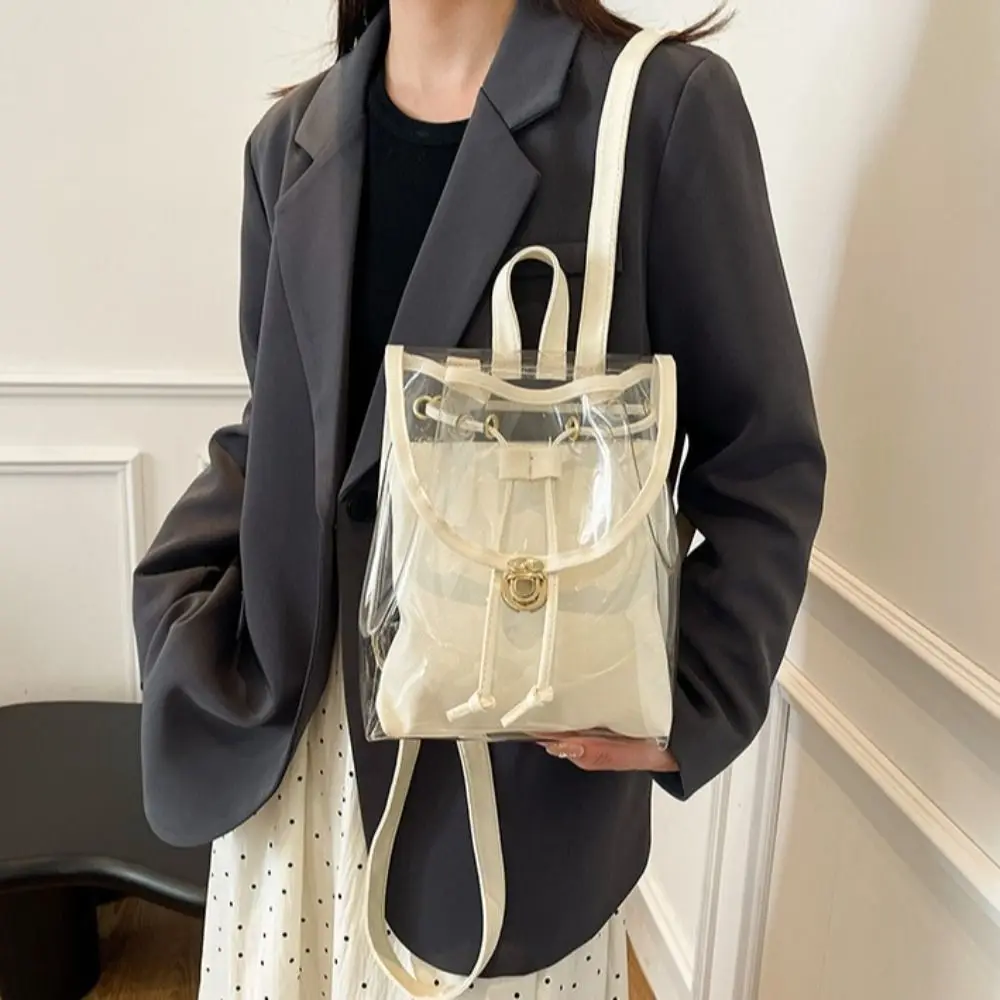 

Trip PVC Laptop Rucksack Large Capacity Transparent School Backpack Sweet Waterproof Camping Bag Travel