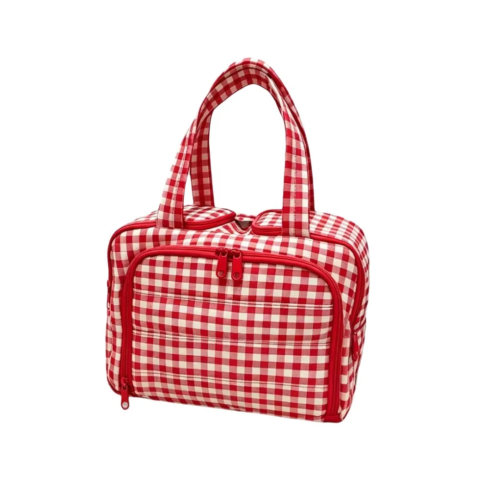 Multipocket Design Cosmetic Handbag Double Side Open Large Capacity Travel Toiletry Bag Comfortable Handle Easy Access