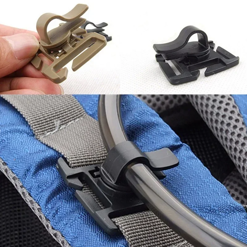 2PCS Rotatable Drinking Tube Clip Molle Hydration Bladder Drinking Straw Tube Trap Hose Webbing Clip for Camelbak-Water Pack Bag