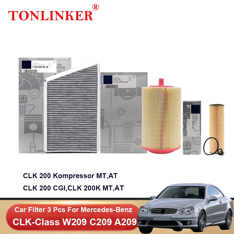 

TONLINKER Cabin Air Filter Oil Filter For Mercedes Benz CLK-Class W209 C209 A209 CLK 200 200CGI 240 280 320CDI 350 500 550 55AMG