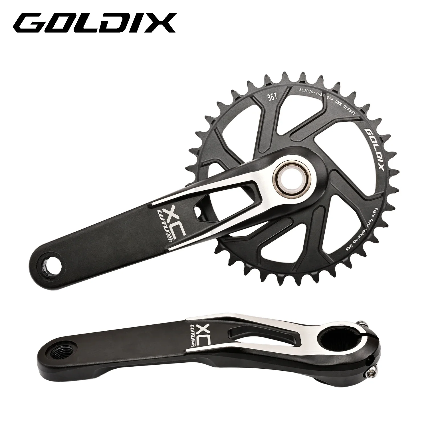 GOLDIX Ultralight Mountain Bike Crankset 170/175mm Forged Aluminum Alloy 3-Bolt Direct Mount Narrow Wide Chainring Bike Crankset