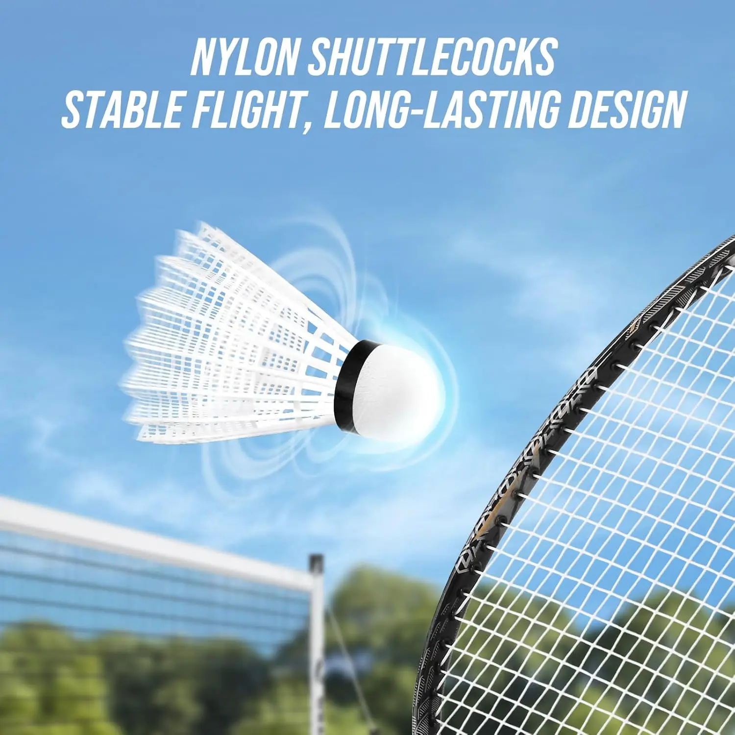 Outdoor Badminton Set with Anti-Sag Net, 4 Rackets, Shuttlecocks & Carry Bag for Backyard Fun