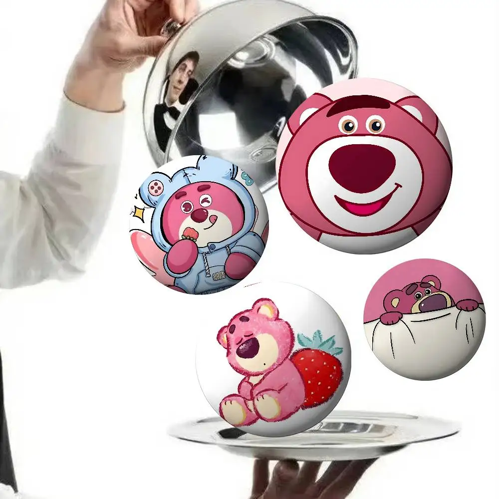 Bear L-Lotso Cute Badges Round Brooch Cute Cartoon Idol Cosplay Badges DIY Backpack Clothing Jewelry Pins