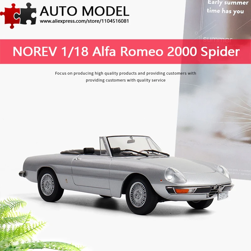 

Alfa Romeo 2000 1979 Spider Second Generation Simulation Alloy Car Model Norev 1:18 Die-Cast Metal Static Scale Model Collectible Gift Adult Toy with Rotating Wheels
